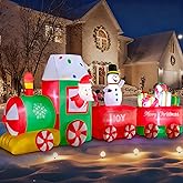 12ft Christmas Inflatables Train with Santa Claus, Christmas Blow Up Yard Decorations with Built-in LED, Christmas Inflatable Outdoor Decoration for Xmas Party Garden Yard Lawn Decor