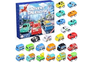 IMIIBEL Advent Calendar 2024 Boys, 24 Days Christmas Countdown Calendar Pull Back Cars for Kids, With Cars and Construction Vehicles Set, Surprise Xmas Car Toys Gift for Toddler Boys Girls