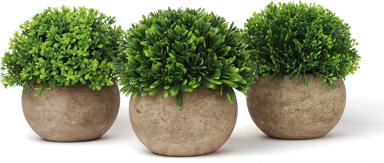 EB Designs Artificial Green Potted Plants 3 pack Premium Decorative