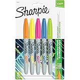 Sharpie 1860443 Neon Permanent Markers, Fine Point, Assorted Colors, 5 Count