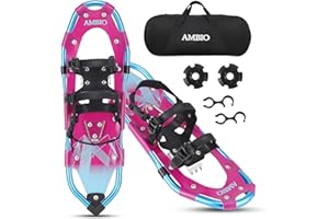 AMBIO 2 in 1 Snowshoes for Men Women Youth, Light Weight Aluminum Snow Shoes with Carrying Tote Bag