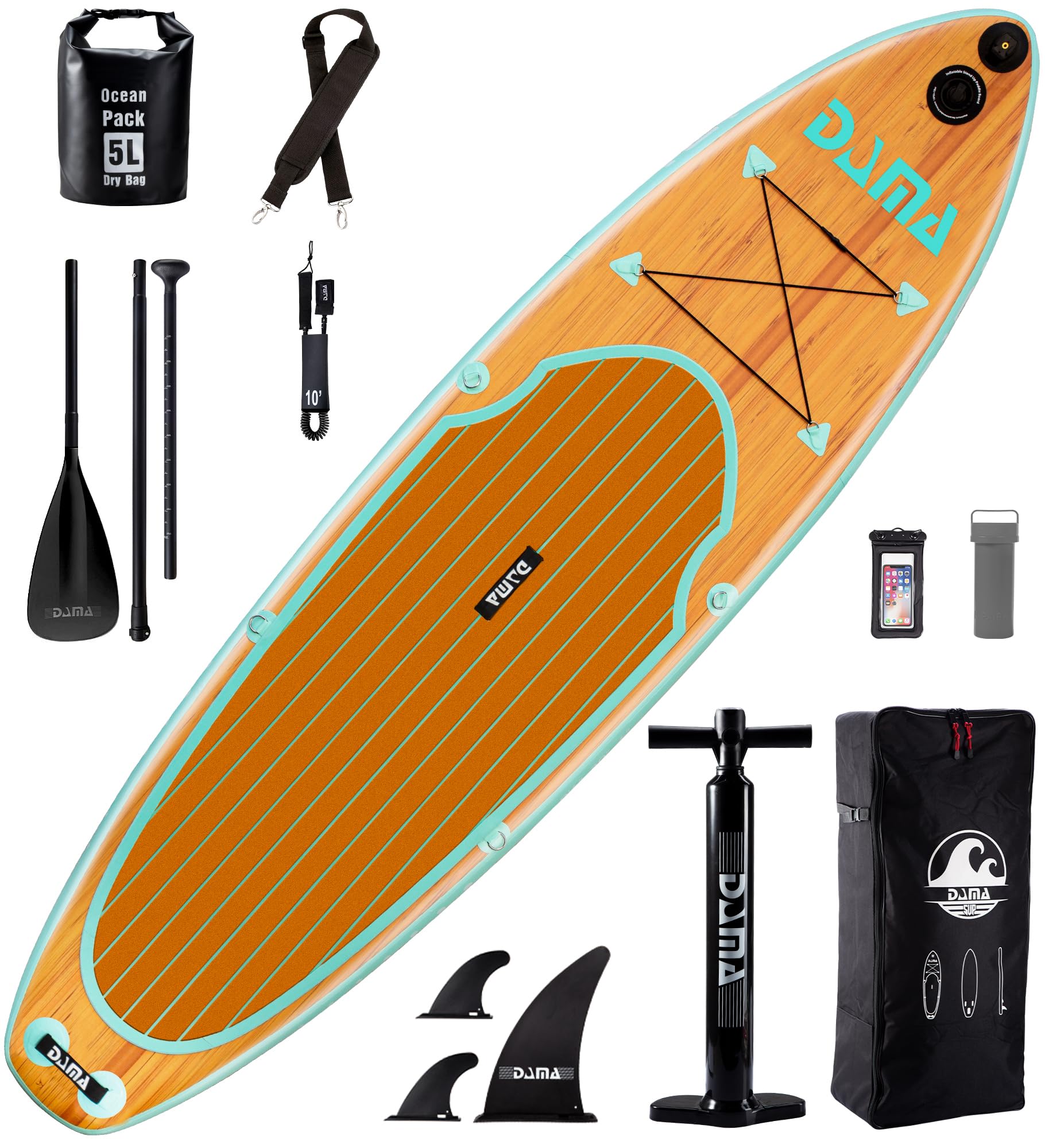 Photo 1 of (see notes) ***STOCK PHOTO FOR REFERENCE ONLY***DAMA 11'×33"×6" Inflatable Stand Up Paddle Board with Premium Non-Slip Deck,Travel Backpack, Adjustable Paddle, Pump, Camera Mount, Leash for Adult Ultra-Light Surfing ISUP