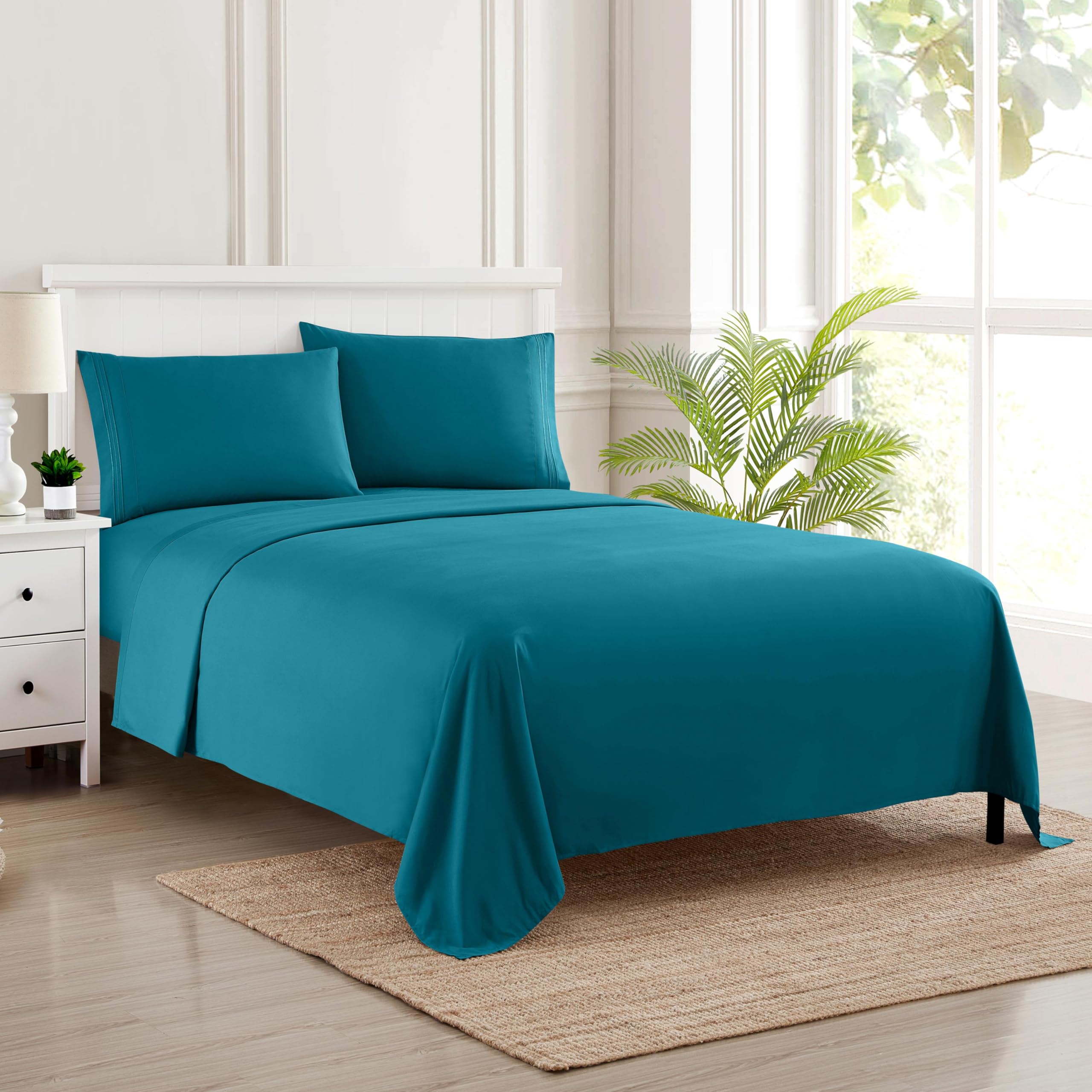 California King Sheet Sets - Breathable Luxury Sheets with Full Elastic & Secure Corner Straps Built In - 1800 Supreme Collection Deep Pocket Bedding, Sheet Set, EXTRA DEEP pocket - Cal King, Teal
