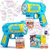 Toys for 3+ Year Old Boys Girls: 2 Pack Bubble Gun Machine with Bubble Solution, Kids Toys for Ages 3-5 4-6 5-7, Outdoor Outside Toy for Kids Ages 4-8, Gifts for 3 4 5 6 7 8 Year Old Boys Birthday