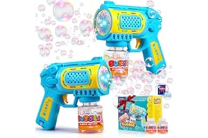 UGYWI Toys for 3+ Year Old Boys Girls: 2 Pack Bubble Gun Machine with Bubble Solution, Kids Toys for Ages 3-5 4-6 5-7, Outdoor Outside Toy for Kids Ages 4-8, Gifts for 3 4 5 6 7 8 Year Old Boys Birthday