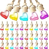 50 Pcs 6ml Hanging Car Air Freshener Car Diffuser Bottle Empty Glass Perfume Heart Love Bottle Freshener Diffuser Pendant Valentine's Day Essential Oil Fragrance Aromatherapy Ornament (Multicolor)