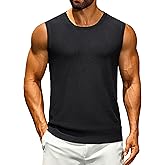 Cotrasen Mens Casual Tank Tops Ribbed Knit Sleeveless Shirt Lightweight Tee Summer Muscle T-Shirts
