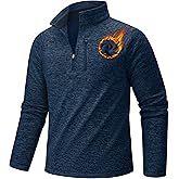 TACVASEN Men's Quarter Zip Pullover Long Sleeve Thermal Fleece Sweater Lightweight Casual Golf Sweatshirt with Zipper Pocket