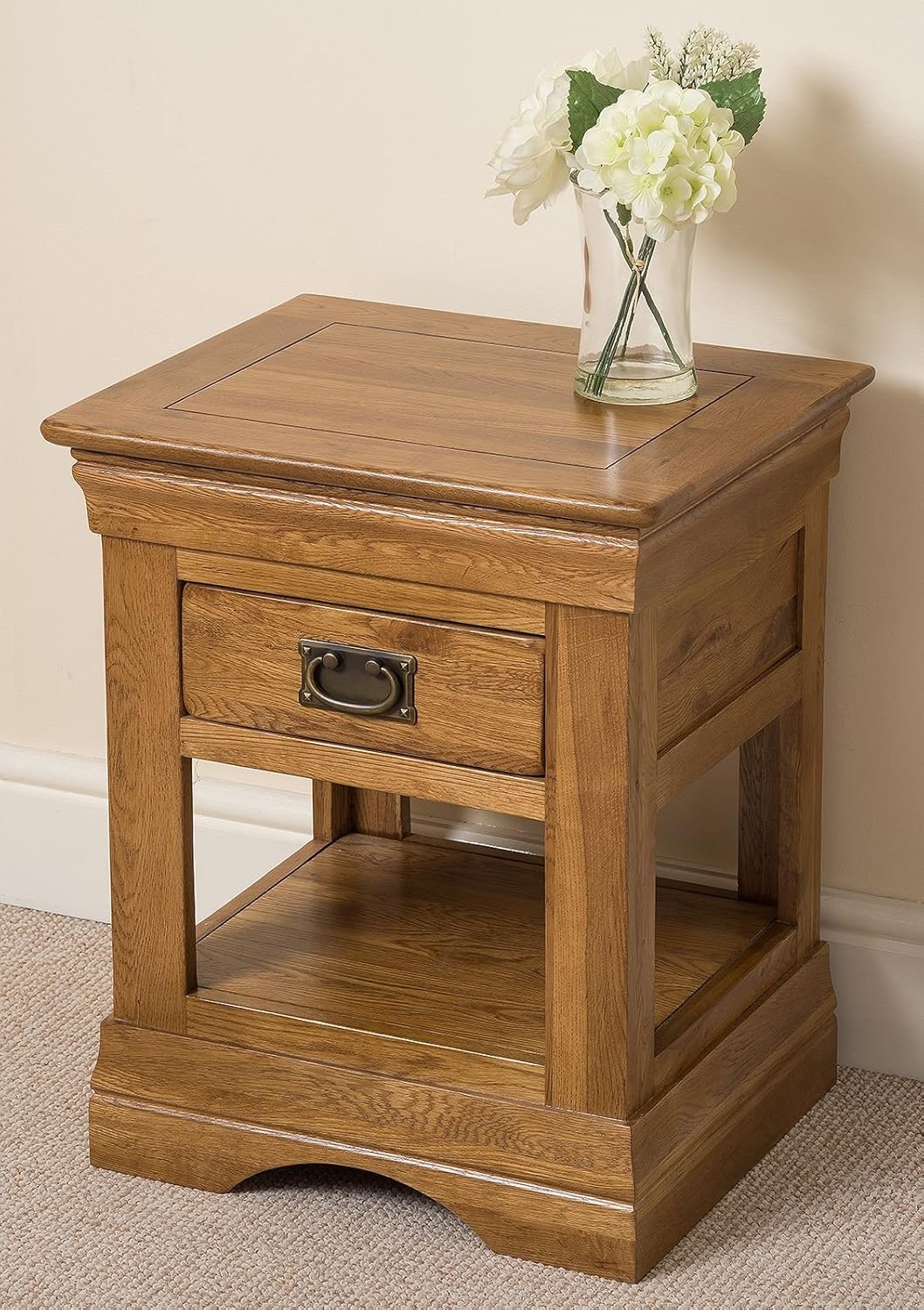 French Rustic Solid Oak Lamp Side Table Amazon.co.uk Kitchen & Home
