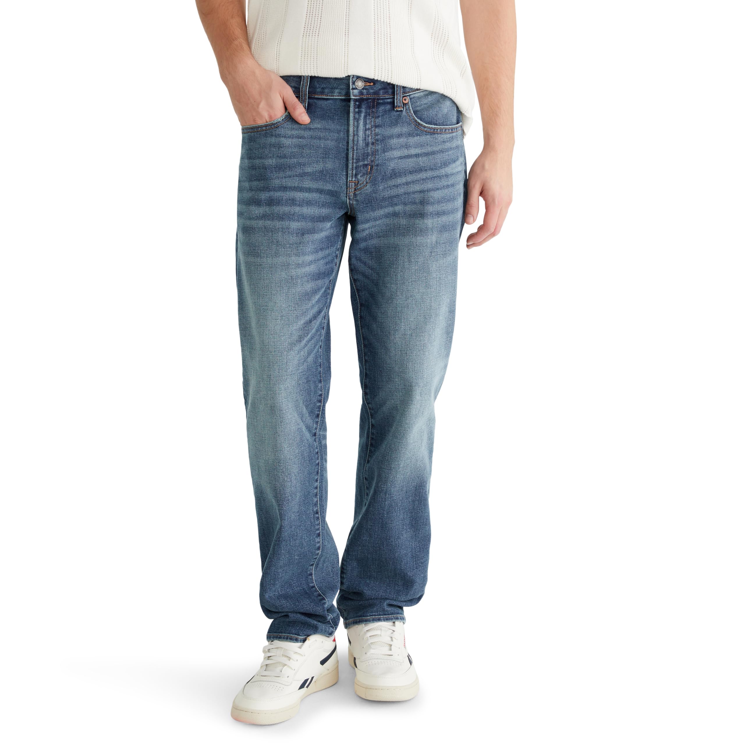 Aeropostale Men’s Premium Air Straight Jean, Medium Wash, 27W x 30L