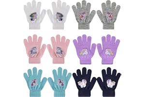 QKURT 6 Pairs Kids Gloves, Children Unicorn Gloves Winter Thermal Magic Gloves Full Finger Stretchy Kids Knitted Gloves Mitte
