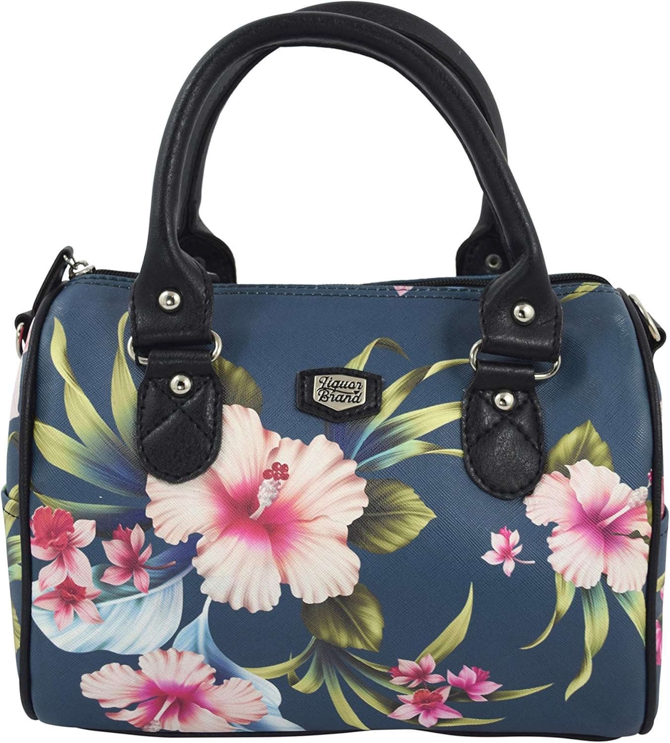 Liquor brand Aloha Hawaiian Luau Hawaiian hibiscus print Round Purse
