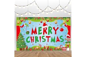 HYELNHUA Large Merry Christmas Banner,Grinches Party Decorations,Christmas Banners for Inside, Grinches Christmas Party Decorations for Christmas Holiday Party Decorations, Christmas Wall Banner
