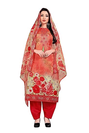 Anand presents cotton dress material beige and pink unstitched�