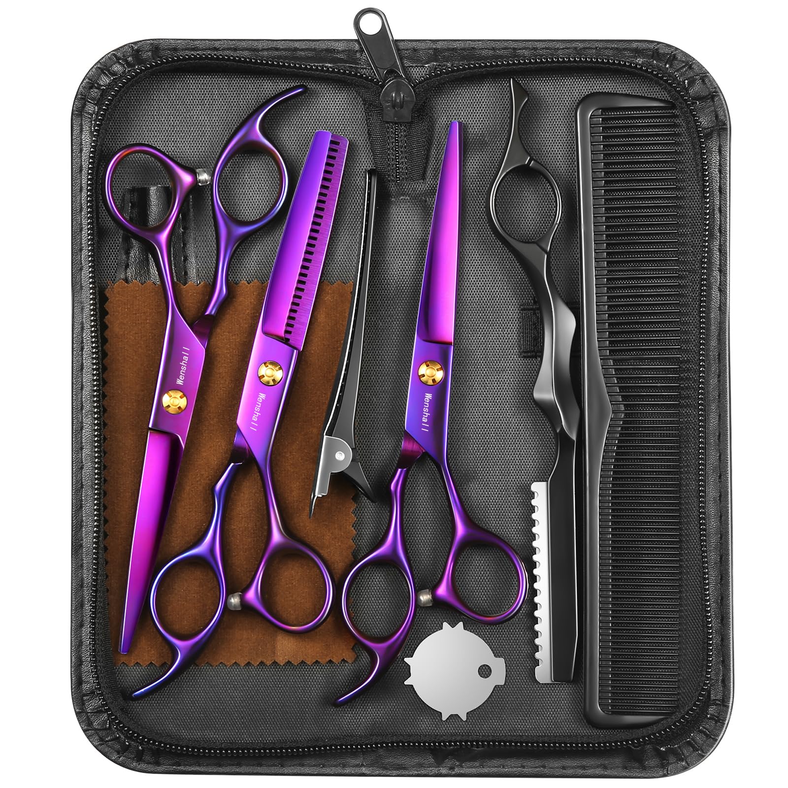 Wenshall Hairdressing Barber Hair Scissor for Professional Hairdressers Barbers Stainless Steel Hair Cutting Shears - for Salon Barbers, Men, Women, Children and Adults (Purple)