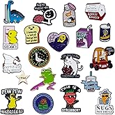 20 Pcs Funny Enamel Pins Bulk Cute Cool Brooch Lapel Pins for backpacks Jacket Bag Hat Lanyard Cartoon Meme Silly Novelty Aesthetic Badge Set for Adults Teens & Pin Collectors