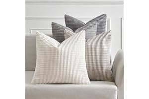 MIULEE Timeless Neutral Pillow Covers 18x18 Inch Set of 4 Mid Century Modern Grey Throw Pillows Rustic Corduroy Couch Pillowc
