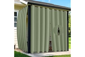 Arfntevss Outdoor Curtains for Patio Waterproof 2 Panels Blackout Curtain 84 inch Long with Zipper Top & Bottom Grommet Sun Blocking Outdoor Privacy Drape for Gazebo Porch Pergola (54x84, Sage Green)