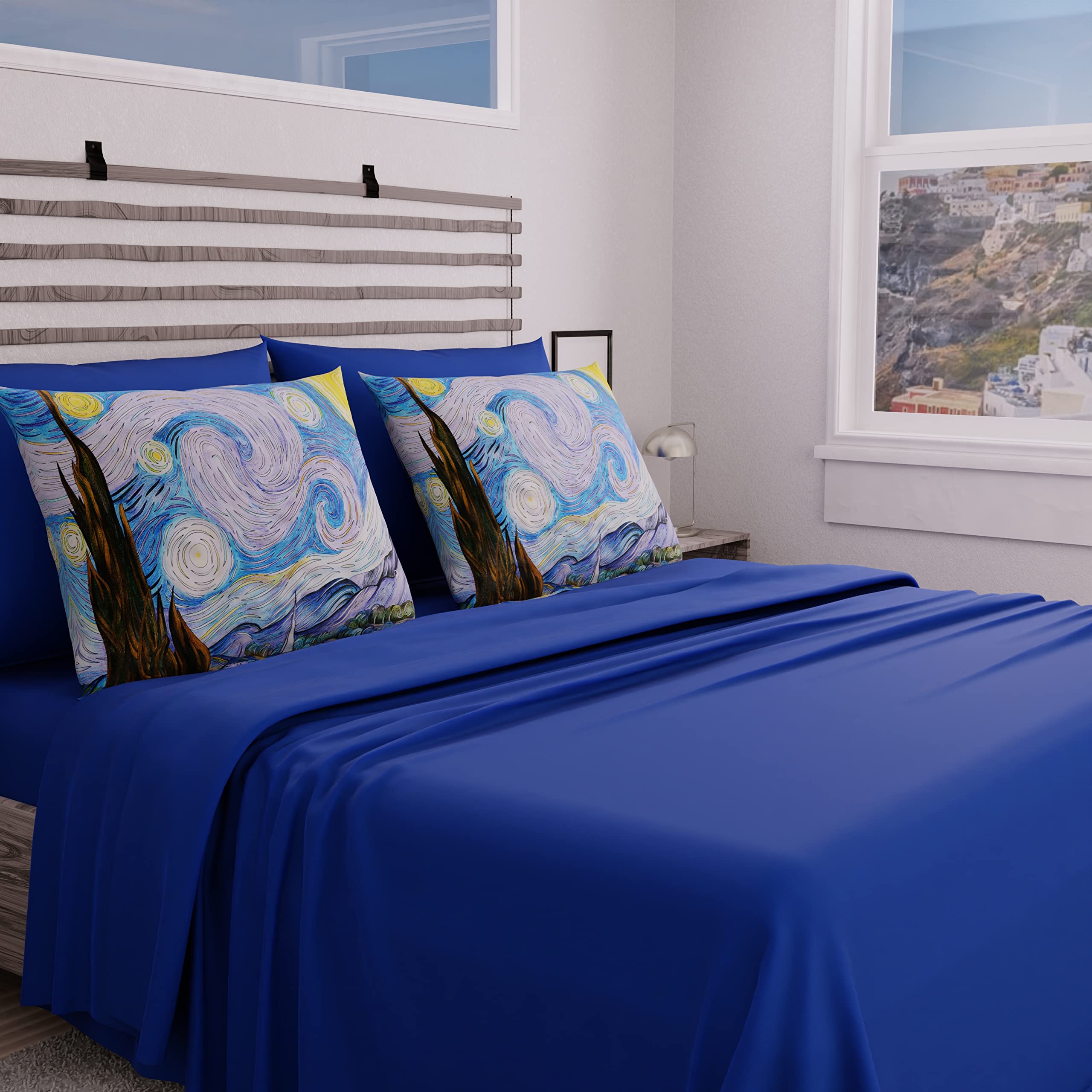 PETTI Artigiani Italiani - Complete Bed Set, Double Sheets, Starry Night Sheets, Double Bed Set, Printed on Pillowcases Only 100% Made in Italy — image 1