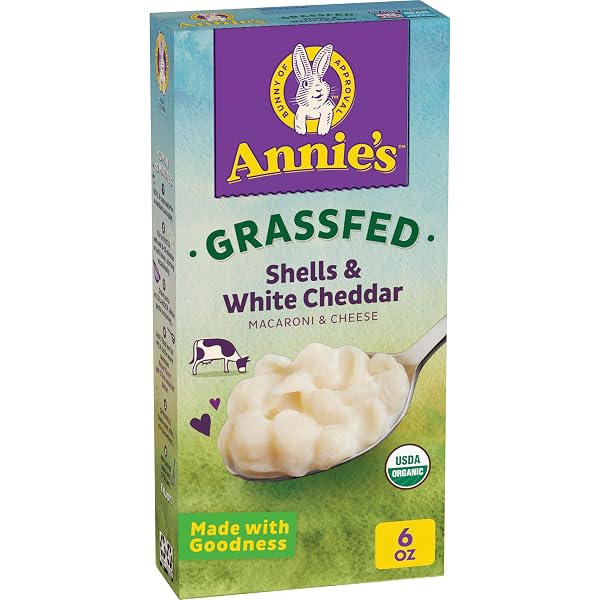 ANNIE’S ORGANIC GRASS-FED SHELLS AND WHITE CHEDDAR, MADE...