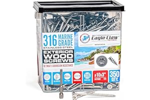 ALLEN'S TRADING CO. EAGLE CLAW FASTENERS #10 x 3 Inch 316 Marine Grade Stainless Steel Wood Screws 350 Pack T25 Star Drive Type 17 Point for Docks, Decks, Jetties, Fences or Any Coastal Marine Construction by Eagle Claw Fasteners