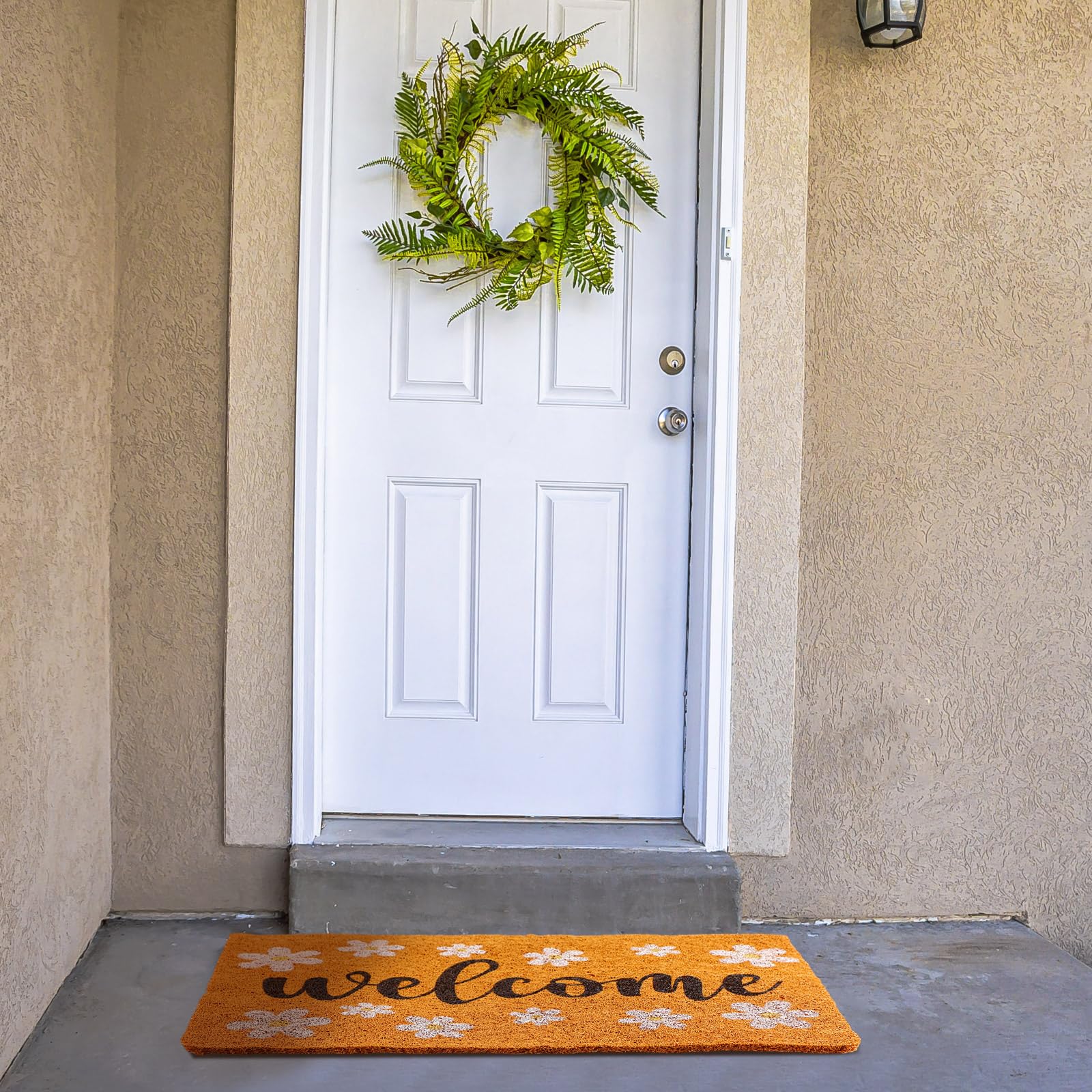 Drydiet 2 Pcs Welcome Doormat Set Spring Easter Day Imitation Coconut Coir Door Mat Spring Welcome Mat Outdoor Entrance Non Slip Doormat for Easter Day Porch Entry Staircase Bathroom Decor - Image 6