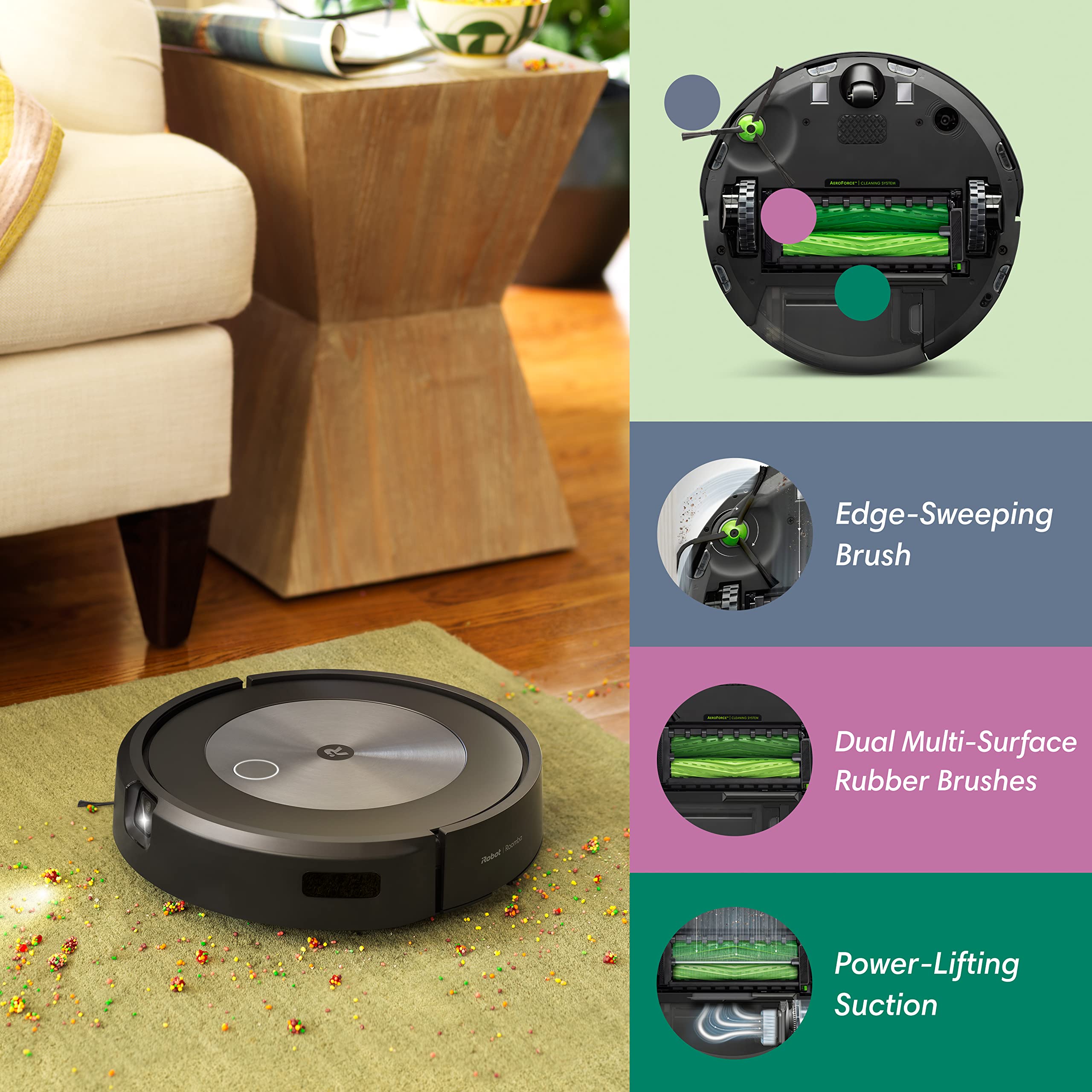 iRobot Roomba j7 (7150) Wi-Fi Connected Robot Vacuum - Identifies and avoids Obstacles Like pet Waste & Cords, Smart Mapping, Works with Alexa, Ideal for Pet Hair, Carpets, Hard Floors, Roomba J7 - View 4