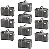 VENO 10 Pack Heavy Duty Moving Bags, Extra Large Storage Bags with Reinforced Handles & Strong Zippers, Foldable & Reusable Moving Box Alternative for Clothes & Dorm Storage