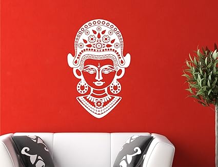Wall Guru Maa Durga White Wall Decal and Sticker Vinyl Wall Stickers Size(85 * 59) cm