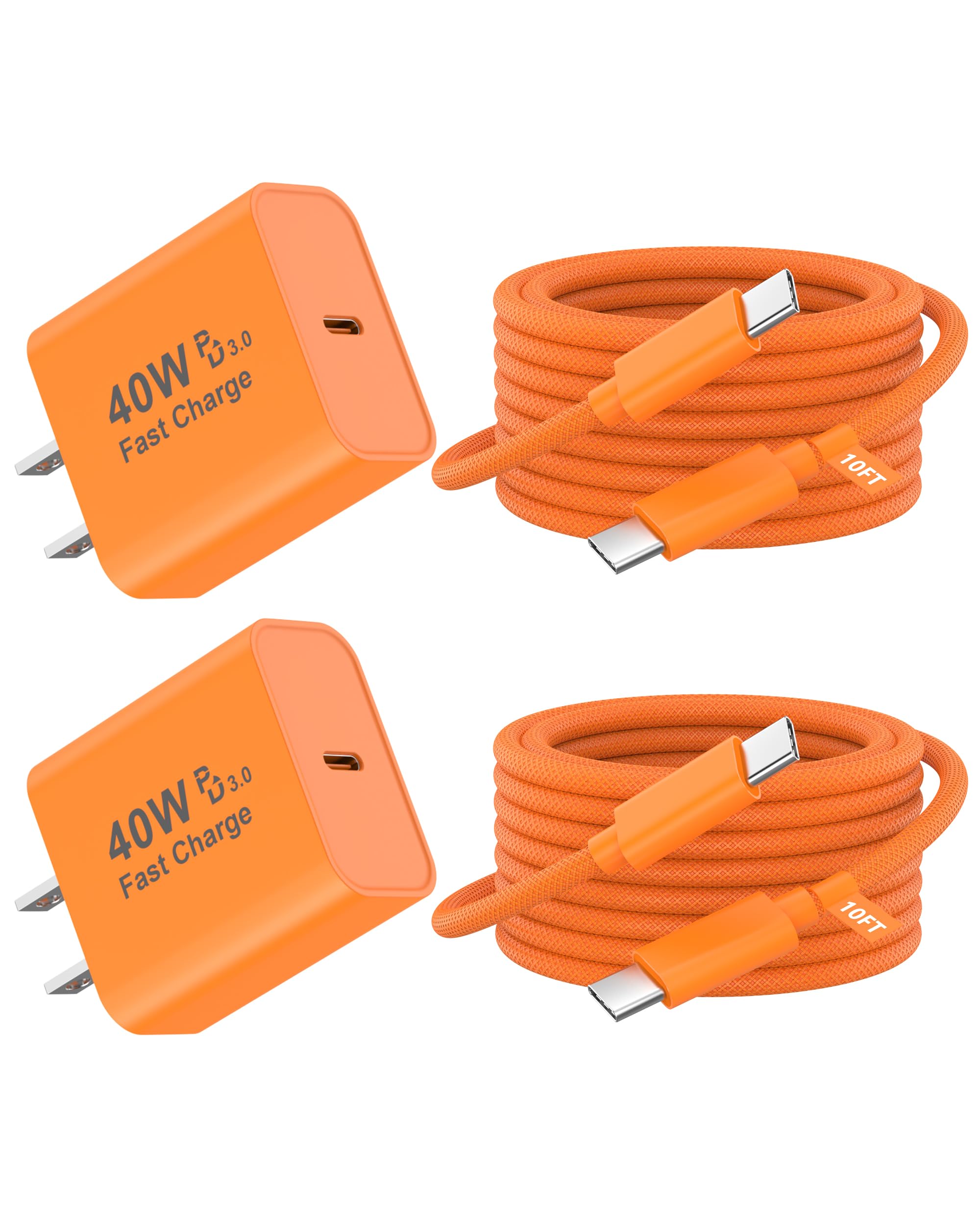 iPhone 17 16 Pro Max Charger Fast Charging, 2 Pack 40W Super Fast USB C iPhone 17 Charger with 10FT Woven USB C Charging Cable for iPhone 17/17 Pro/17 Pro Max/Air/16/16 Pro/16 Pro Max/15/15 Pro Max