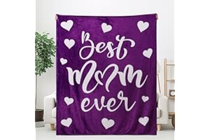 HITTOYS Best Mom Ever Gifts for Mom from Daughter Son, Soft Flannel Throw Blanket Mom Gifts Mom Blanket Birthday Blanket 60" x 50" Purple