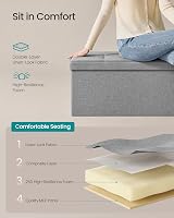 SONGMICS Mazie Storage Ottoman Bench 110 cm Light Grey Folding Foot Rest 131 L view 5