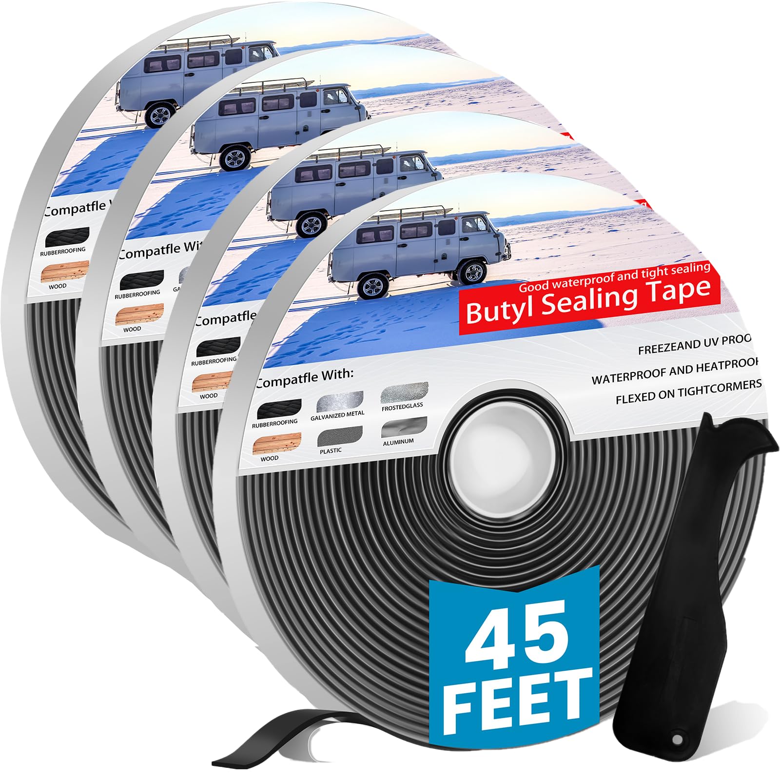 Mua Butyl Seal Putty Tape Black, 1/8" x 3/4" x45' (4Pack) Butyl