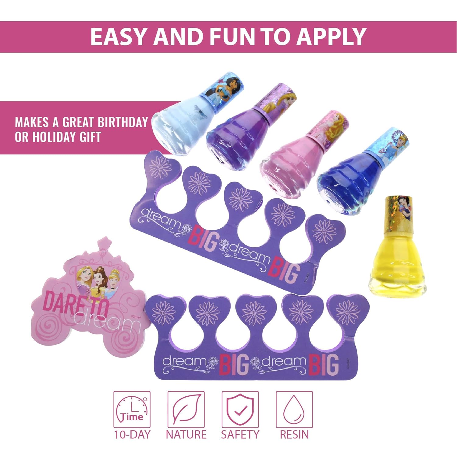 Townley Girl Disney Princess Non-Toxic Peel-Off Water-Based Natural Safe Quick Dry Nail Polish| Gift Toy Kit Set for Kids Toddlers Girls| Glittery and Opaque Colors| Ages 3+ (18 Pcs): Toys & Games