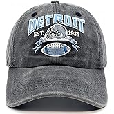 Embroidered City Football Hat Vintage Washed Cotton Denim Hat Adjustable Baseball Cap for Men Women