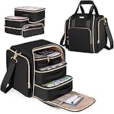 Prokva Medicine Storage Bag with 5 Removable Pouches, Pill Bottle Organizer Bag with Shoulder Strap, Large Medication Travel Bag for Medical Supplies, Black(Only Empty Bag)