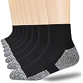 FLSHMCEN 8-Pairs Men's Ankle Cotton Socks with Cushion, Athletic Running Socks Size 7-9/9-12/12-15