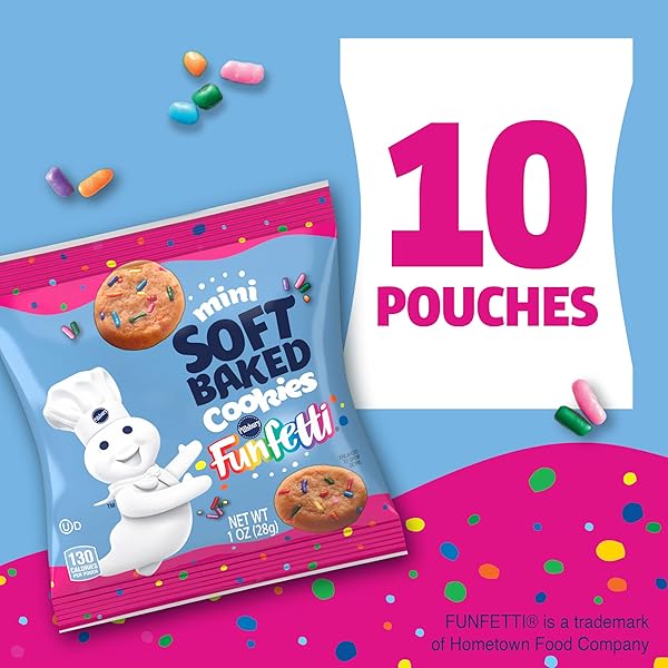 PILLSBURY MINI SOFT BAKED COOKIES, FUNFETTI, SNACK BAGS, 10 CT, 10 OZ