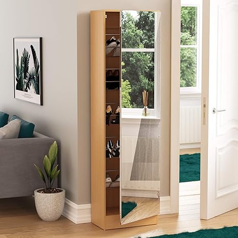 Vida Designs Kirkham Large Mirrored Shoe Cabinet Hallway Cupboard