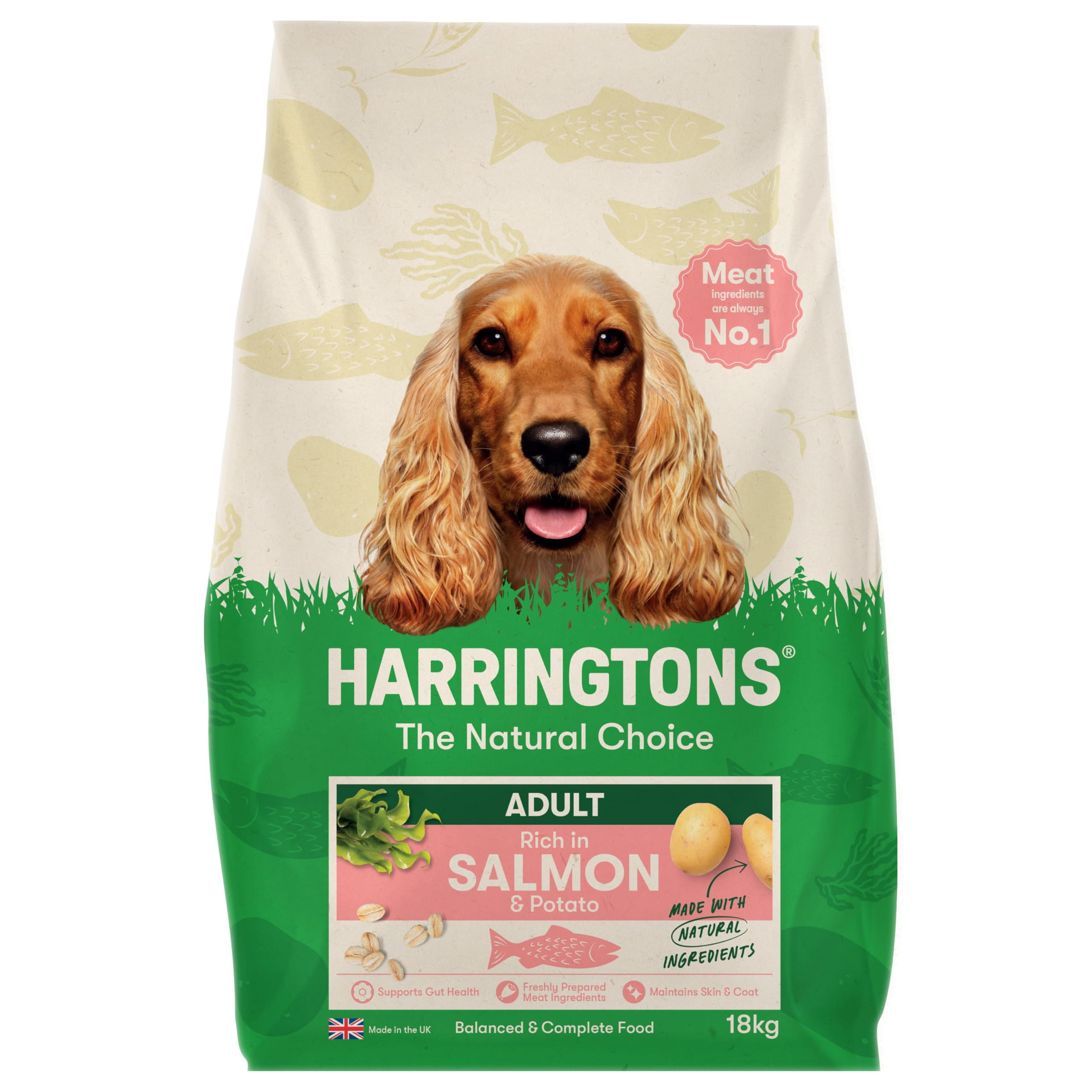 Harringtons Complete Dry Adult Dog Food Salmon & Potato 18kg - Made with All Natural Ingredients (Packaging may vary)