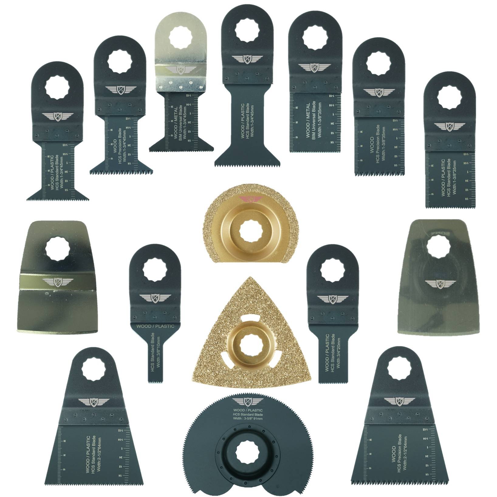 16 x TopsTools WXK16 Mix Blades Compatible with Worx Sonicrafter, Worx 250W, Erbauer Multitool Multi Tool Accessories