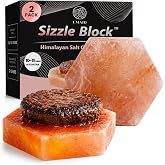 UMAID Sizzle Block&trade; Himalayan Salt Block 2 Pack 6" Hexagon | Food Grade Himalayan Salt Slabs for Burgers, Steak, Seafood &amp; Vegetables