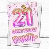 Olivia Samuel 20 Pack 21st Birthday Invitations Pink Gold Glitter Effect view 3