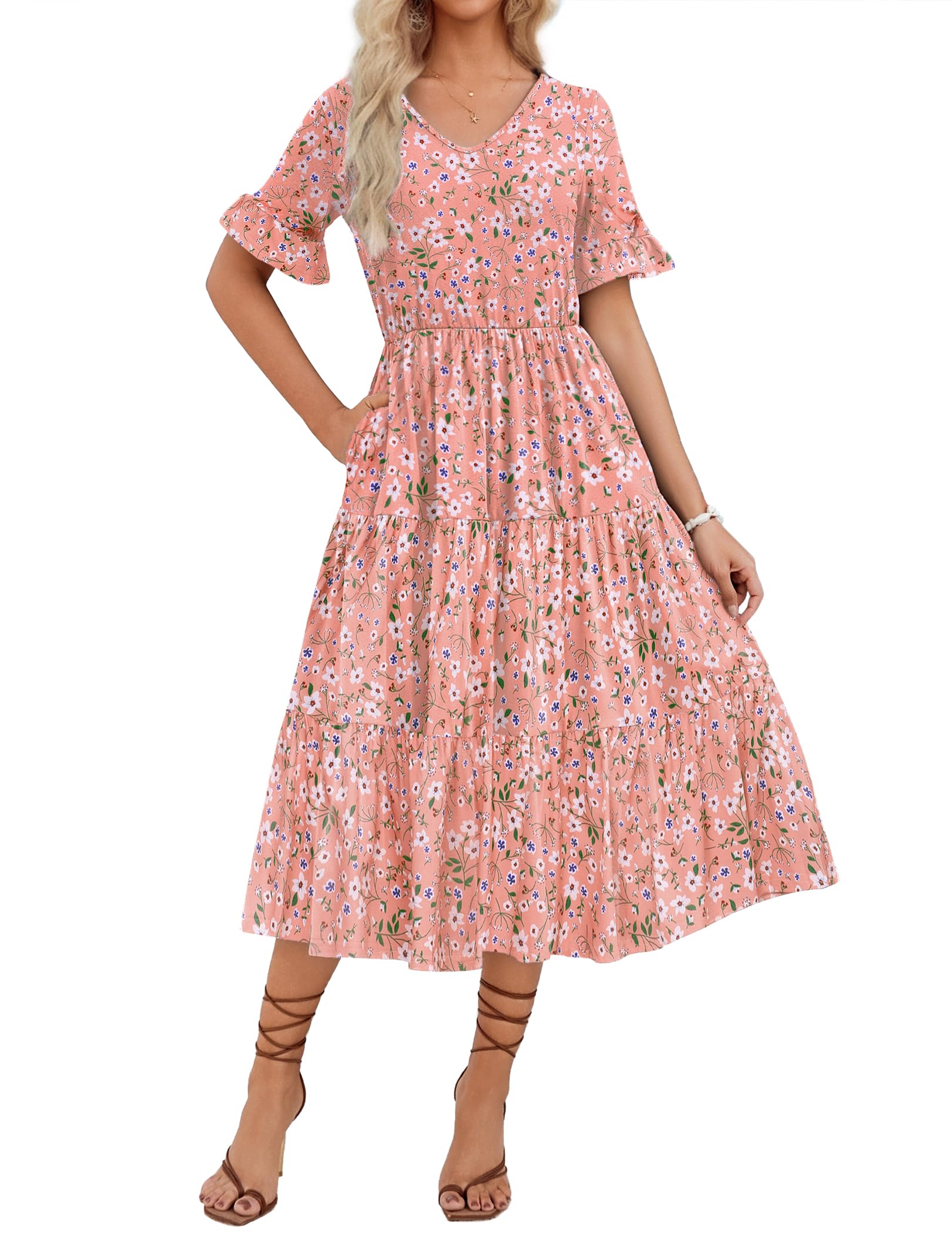 flowy midi dress summer Flowy midi dress feminine outfit inspiration blue summer dress sun dress with split fashion