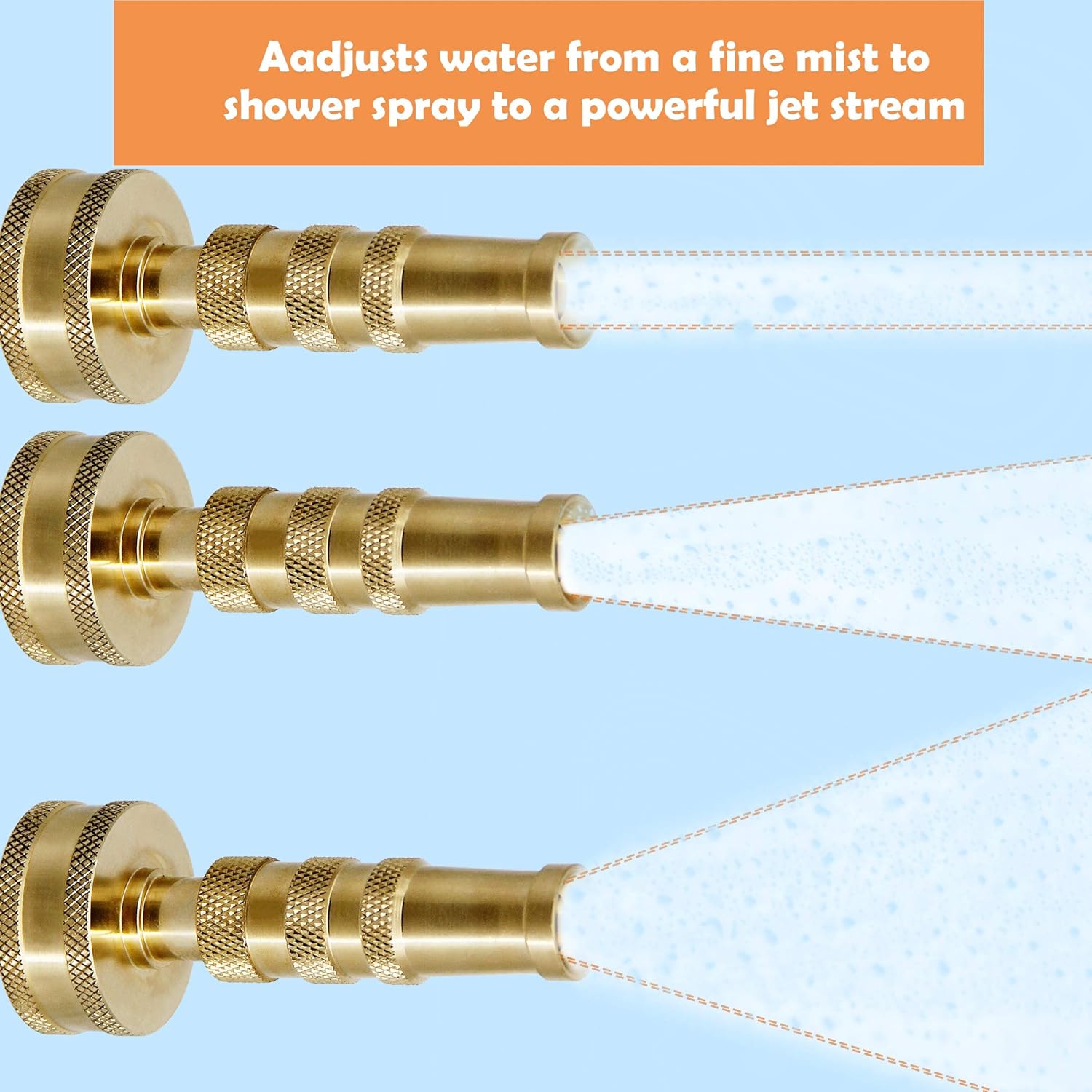 ATDAWN Brass Hose Nozzle, Heavy-Duty Brass Adjustable Twist Hose Nozzle, 2 Pack (3") : Garden & Outdoor