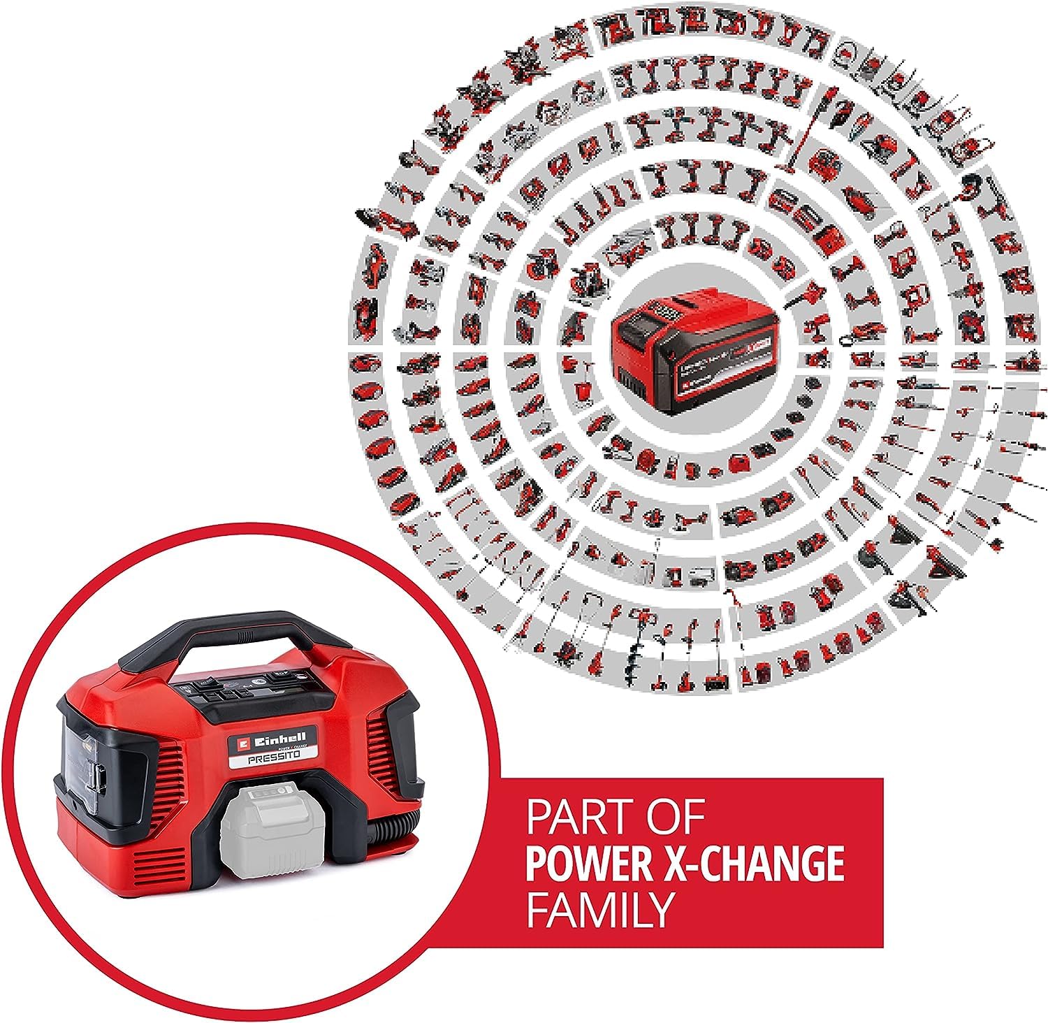Einhell Hybrid-Kompressor PRESSITO Power X-Change (18 V, max. 11 bar, 31 cm Schlauchlänge, inkl. 3-tlg. Adapter-Set, ohne Akku) 2