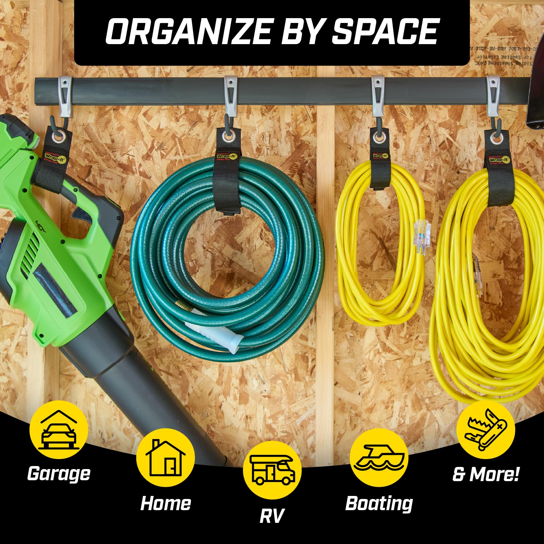 Heavy-Duty Wrap-It Storage Straps (Assorted 6 Pack) - Extension Cord Organizer, Cable Straps for RV Accessories, Mens Stocking Stuffers