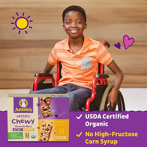 ANNIE’S ORGANIC CHEWY GRANOLA BARS, PEANUT BUTTER CHOCOLATE CHIP, 12 CT