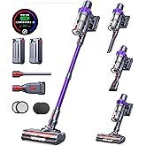 Cordless Vacuum Cleaner, 2 Batteries 110 Mins Runtime Vacuum Cleaners for Home, 45KPA 550W Stick Vacuum with Brushless Motor, Automatically Adjust Suction, Handheld Vacuum for Pet Hair/Carpet/Floor