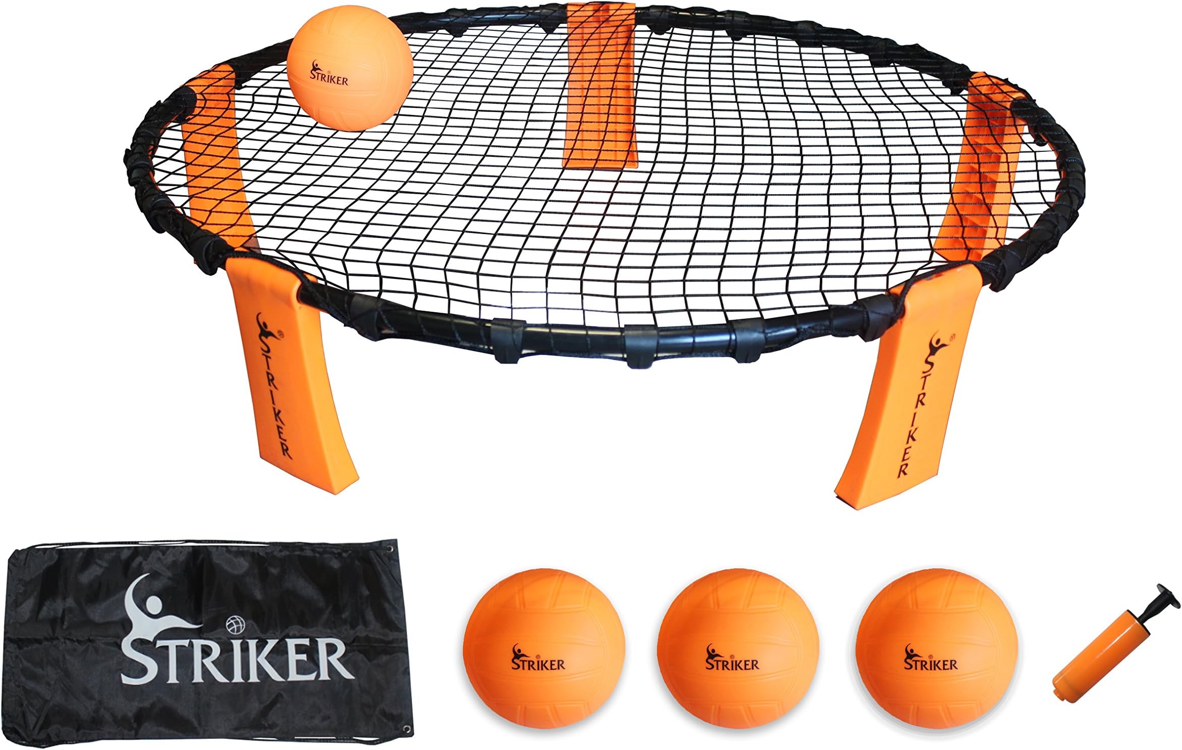 Striker Beach Volleyball Spike Game | Includes Ball (3) Net & Pump & Carry Bag | Exciting Fast Paced Outdoor Lawn Games | Perfect for Backyard, Beach, Tailgate | Fun for Kids Adults Family
